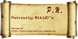 Petrovity Miklós névjegykártya